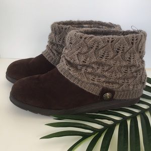 Muk Luks Patti Sweater Ankle Boots Cable Cuff 11